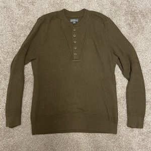 L.L. Bean Signature Henley Sweater - Olive Green